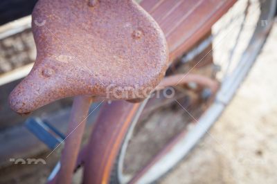 Abstract of Old Rusty Antique Bicycle Seat

