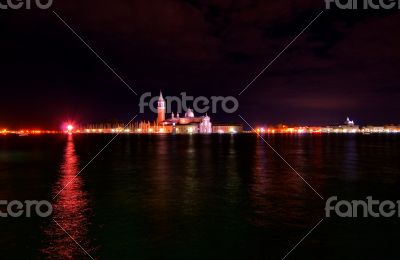 Venice Italy Saint George island by night 