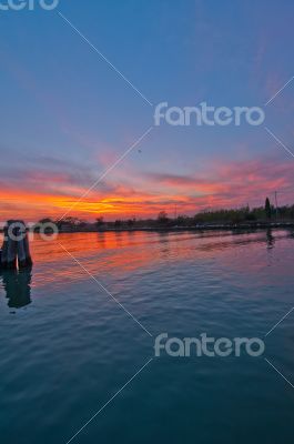 Italy Venice Burano island sunset