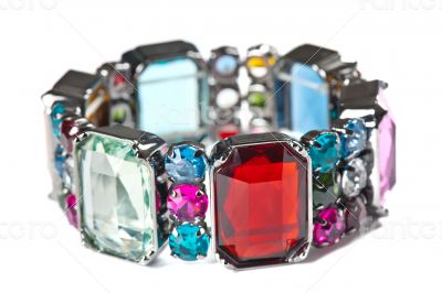 Colorful bracelet on white background