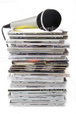 Microphone and karaoke compact discs collection