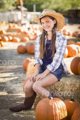 Preteen Girl Portrait at the Pumpkin Patch