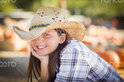 Preteen Girl Portrait at the Pumpkin Patch