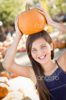 Preteen Girl Portrait at the Pumpkin Patch