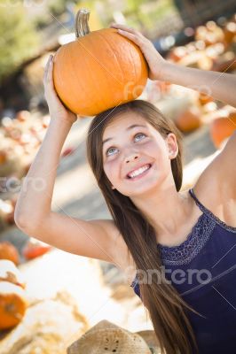 Preteen Girl Portrait at the Pumpkin Patch