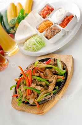 original fajita sizzling hot  on iron plate