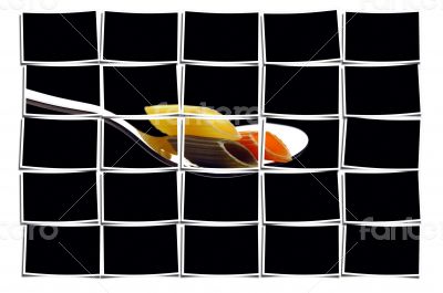 italian penne pasta on a spoon