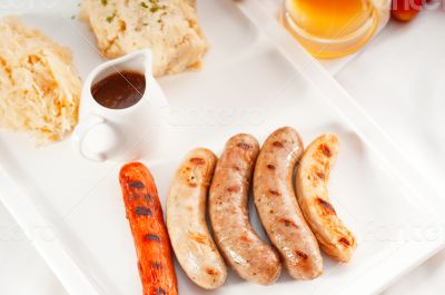 selection of all main type of german wurstel saussages