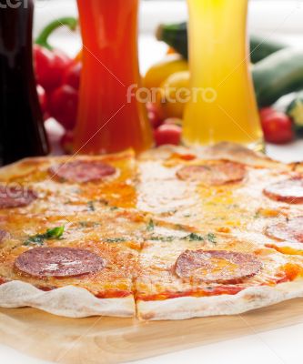 Italian original thin crust pepperoni pizza Italian original thin crust pepperoni pizza