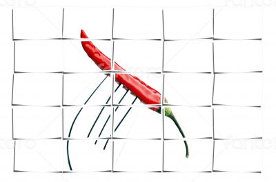 red chili pepper on a fork