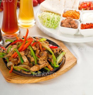 original fajita sizzling hot  on iron plate