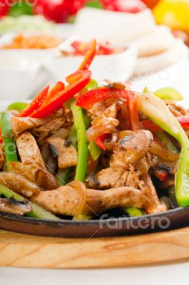 original fajita sizzling hot  on iron plate