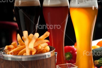 fresh french fries on a bucket