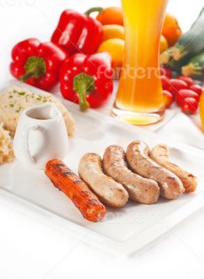 selection of all main type of german wurstel saussages