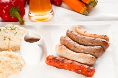 selection of all main type of german wurstel saussages