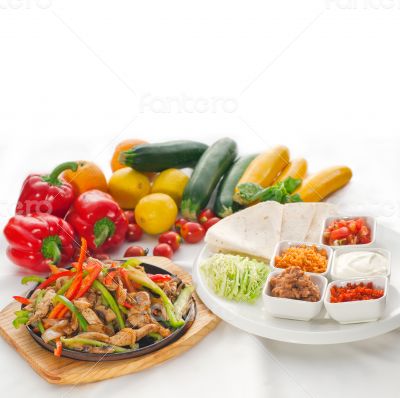 original fajita sizzling hot  on iron plate