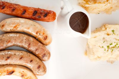 selection of all main type of german wurstel saussages