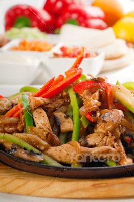 original fajita sizzling hot  on iron plate