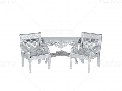 silver leather  upholstery chairs 