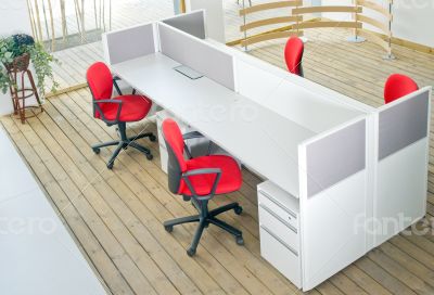 office desks and red chairs cubicle set 
