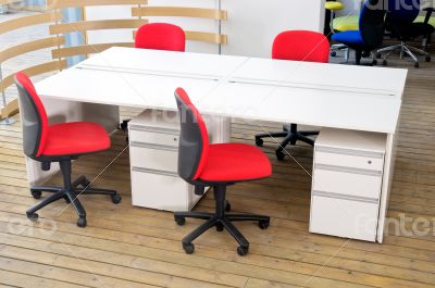 office desks and red chairs cubicle set 