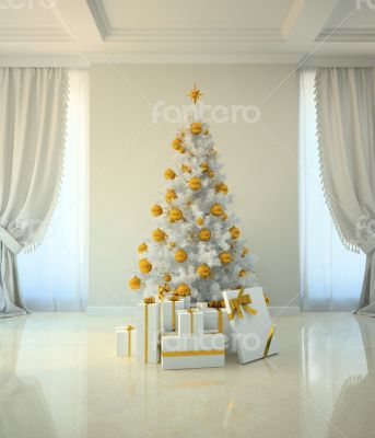 Christmas tree room in classic style