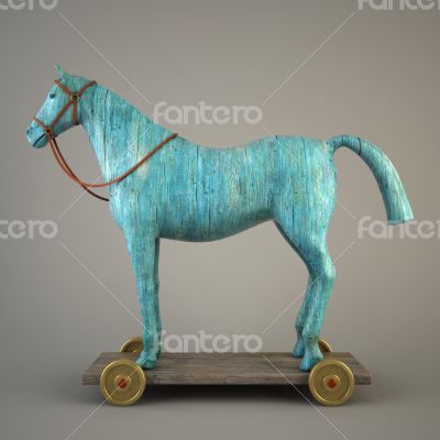 Blue wood horse (symbol of the new year 2014)
