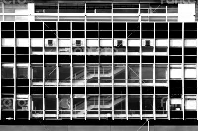 Stairs behind glass