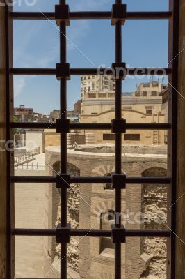 View of an old church through a window