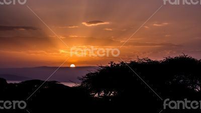 Sunrise over lake Langano