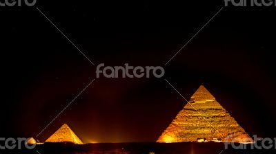 Pyramids at night