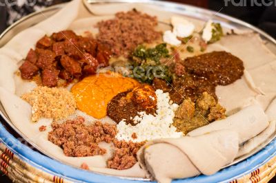 Injera be wot, traditional Ethiopian Food