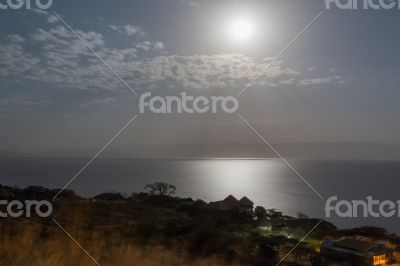 Lake langano lit by the moon