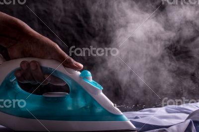 Ironing a shirt