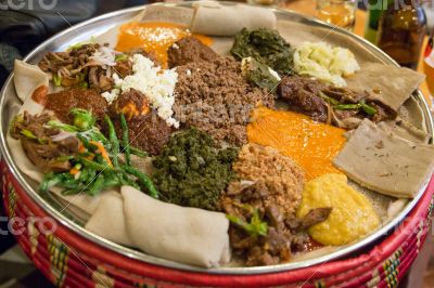 Injera be wot, traditional Ethiopian Food