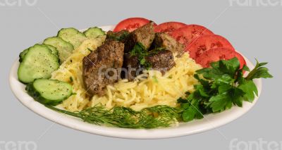 Vermicelli with stew meat and vegetables