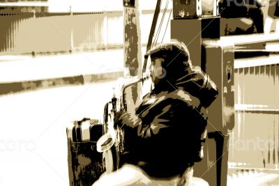 Musician plays the Saxophone Musician plays the Saxophone