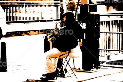 Musician plays the Saxophone Musician plays the Saxophone