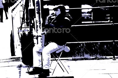 Musician plays the Saxophone Musician plays the Saxophone