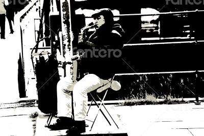 Musician plays the Saxophone Musician plays the Saxophone