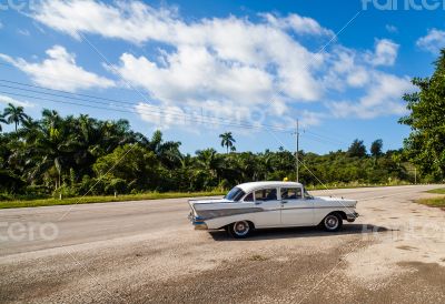 Caribbean Cuba Cuban taxi at a rest area