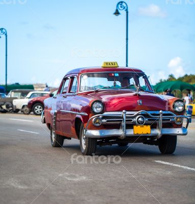 Caribbean Cuba Havana taxi on the boardwalk