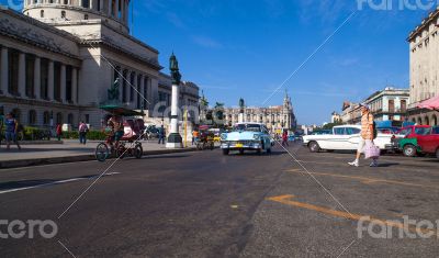 Cuba Havana Main street with Capitol view