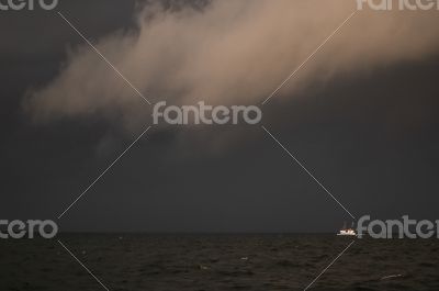Fisherboat in storm