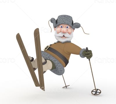 The grandfather on skis.