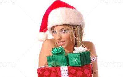 snow maiden with gifts beautiful face