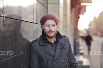 Young man with moustache and beard