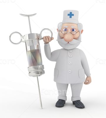 The 3D doctor with a syringe.