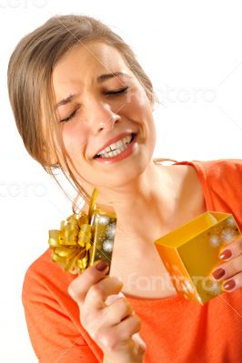 girl opening a gift box girl opening a gift box