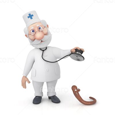 The 3D doctor with a stethoscope.